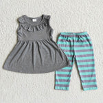 Girl Grey Sleeveless Striped Pant Outfit