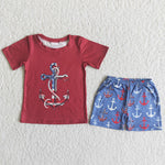 4th of July Boy Anchor Shorts Outfit