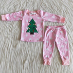 Girl Pink Dot Tree Pajamas Outfit