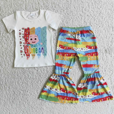 D6-1 Girl Screen Print Patchwork Outfit-promotion 2024.6.22