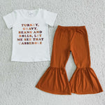 Girl Turkey Letter Brown Bell Bottom Outfit