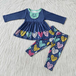 Girl Heart Navy Tunic Print Pant Outfit