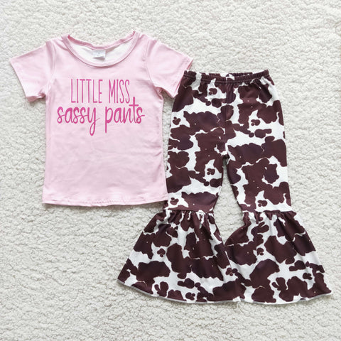 Clearance Little Miss Sassy Pant Girl Cow Print Outfit