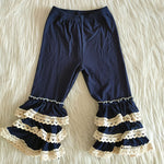 Girl Navy Lace Ruffles Long Pants