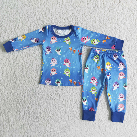 Boy Blue Cartoon Pajamas Outfit