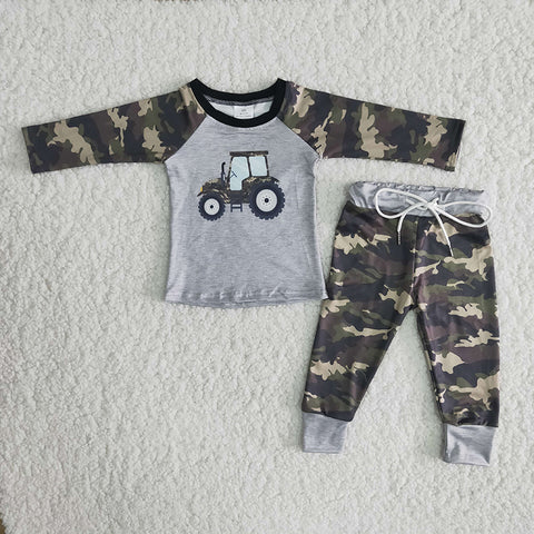 Boy Grey Truck Camouflage Outfit