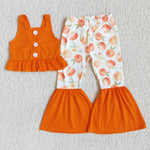 D8-18-1 Girl Orange Suspenders Peaches Bell Bottom Outfit-promotion 2024.1.20