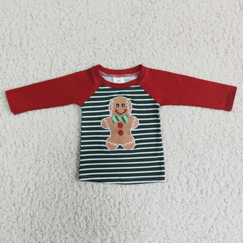 Boy Embroidery Cookie Striped T-shirt