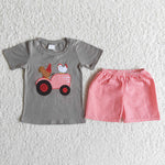 C6-4  Boy Embroidery Chicken Plaid Shorts Outfit-promotion 2024.6.8