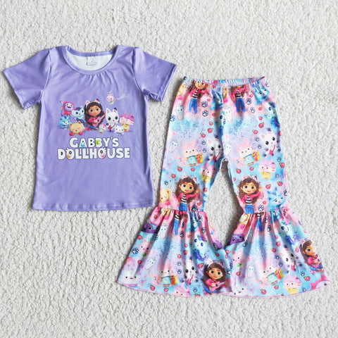 E5-13 Girl Dollhouse Short Sleeve Cartoon Pant Outfit-promotion 2024.2.5