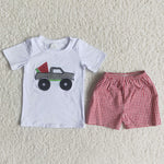 C15-3 Boy Embroidery Watermelon Plaid Shorts Outfit-promotion 2024.6.8