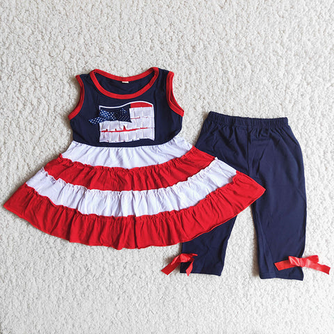 A4-17 Girl Flag Sleeveless Solid Pant Outfit-promotion 2024.3.2
