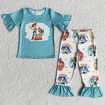 Clearance Boy & Girl Toy Short Sleeve Cartoon Print Pant Outfits