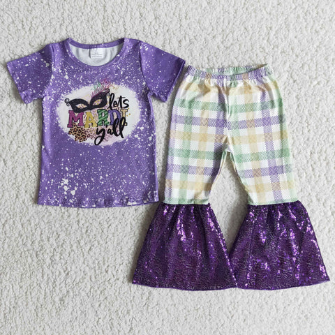 Mardi Gras Girl Purple Sequin Pant Outfit