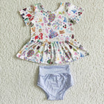 Cute Shirt Beauty Fish Print Lavender Bummies Baby Girls Clothes