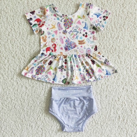 Cute Shirt Beauty Fish Print Lavender Bummies Baby Girls Clothes