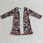 Pumpkin Rainbow Candy Floral Kids Girls Halloween Cardigan