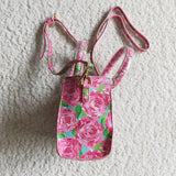 Pink Rose Floral Print Shoulder Bag