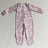 LR0118 Baby Girl Pink Butterfly Print Long Sleeve Baby Toddler Clothes Button Romper-promotion 2024.11.23
