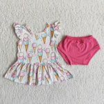 A16-22 Baby Ice-lolly Print Fuchsia Bummie Sets-promotion 2024.3.2