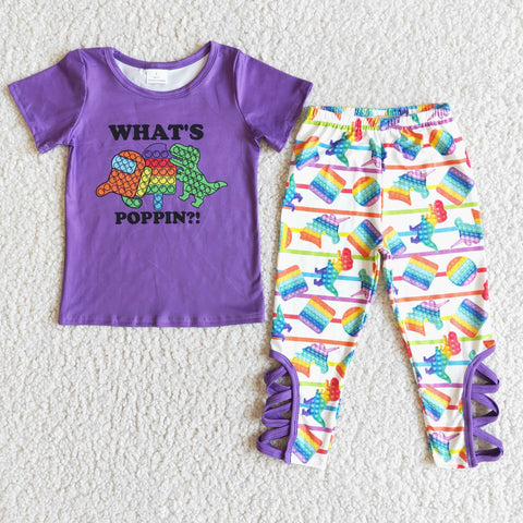 What's Poppin Girl Dinosaur Toy Print Outfit