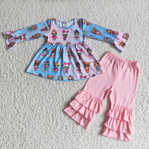 Clearance Girl Colorful Cartoon Pink Outfit