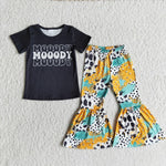 E8-3 Girl Moody Short Sleeve Cow Patchwork Pant Outfit-promotion 2024.3.2