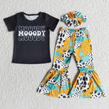 E8-3 Girl Moody Short Sleeve Cow Patchwork Pant Outfit-promotion 2024.3.2