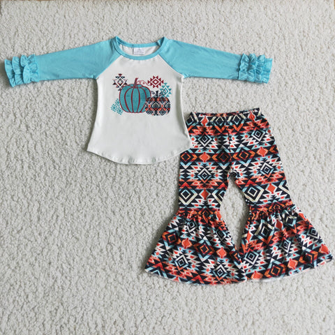 Clearance Girl Blue Pumpkin Aztec Pant Outfit