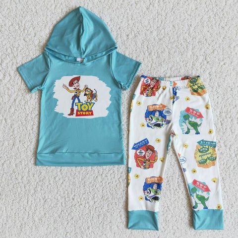 Clearance Boy & Girl Toy Short Sleeve Cartoon Print Pant Outfits