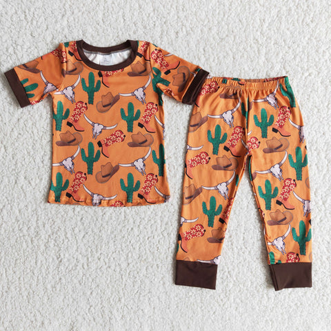 Boy Cow Head Cowboy Cactus Outfit