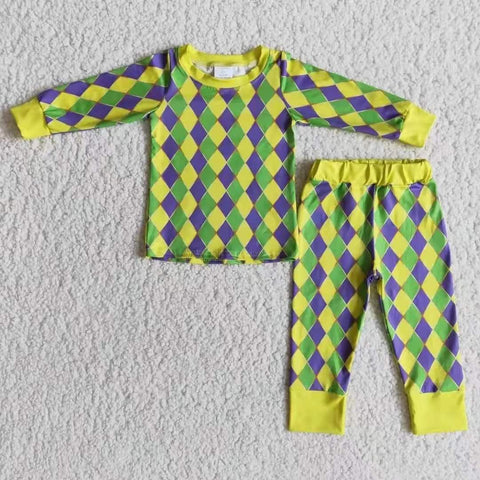 mardi green yellow purple pajamas