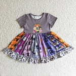 Girl Grey Cute Screen Women Patchwork Swirl Dress