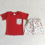 Boys Fishing Red Shorts Outfit