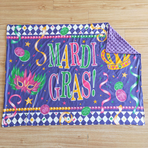 Baby Mardi Gras Print Minky Blanket