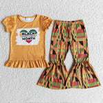 Girl Black History Month Short Sleeve Aztec Pant Outfit