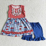 Red Plaid Shirt Blue Shorts Baby Girls Summer Outfits