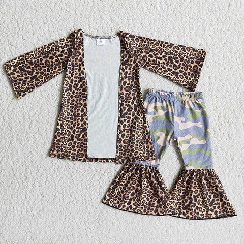 Girl Leopard Cardigan Camouflage Outfit