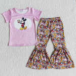 E11-11 Girl Pink Cartoon  Short Sleeve Print Pant Outfit-promotion 2024.2.24