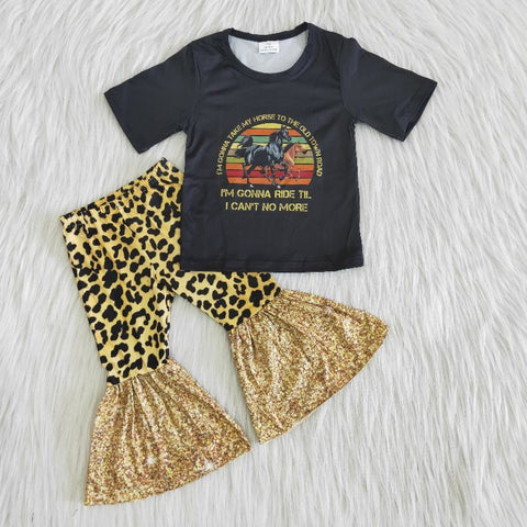 A13-14-1 Girl Horse Leopard Sequin Outfit-promotion 2024.2.24