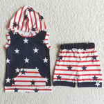 Boy Stars & Striped Hoodie Shorts Outfit