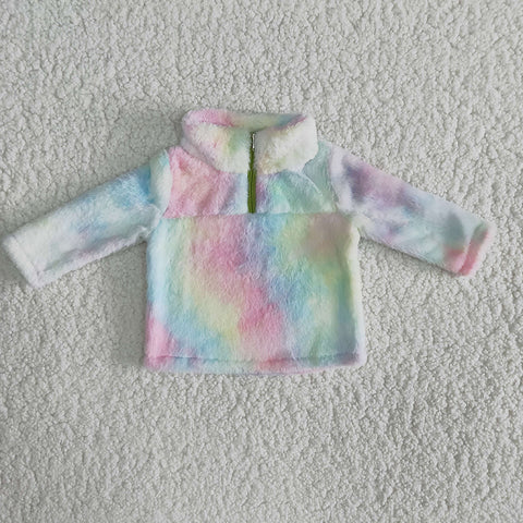 Girl Colorful  Faux Fur Jacket