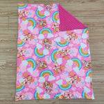 Baby Pink Dog Rainbow Minky Blanket