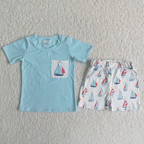 Boys Sailboat Pocket Shorts Outfit