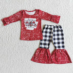 Girl Merry Christmas Plaid Outfits