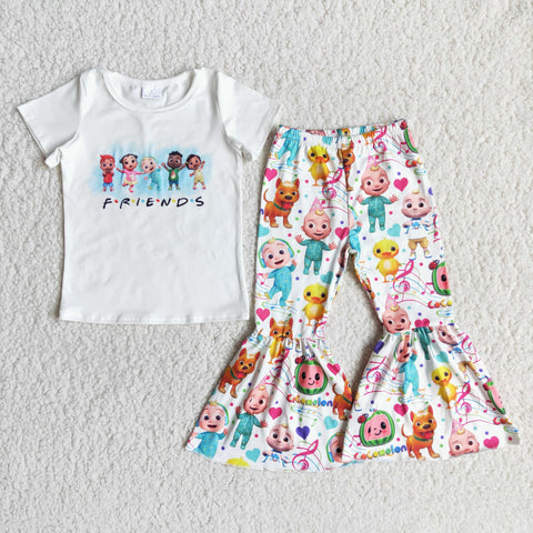 E13-4 Girl Friend Short Sleeve Cartoon Pant Outfit-promotion 2024.3.2