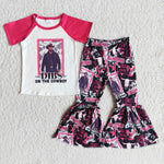 E13-15 Girls Dibs On The Cowboy Short Sleeve Patchwork Pant Outfit-promotion 2024.3.2