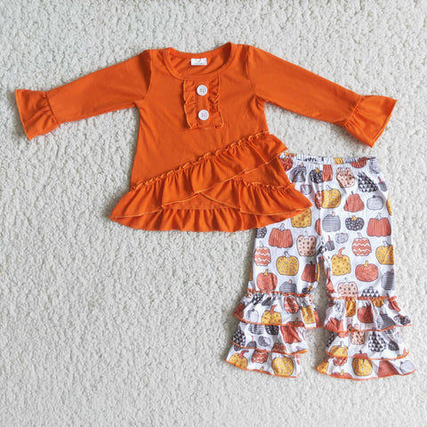 Girl Solid Pumpkin Outfit