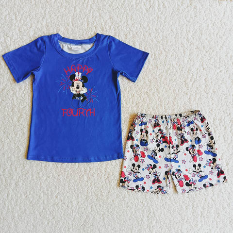 D10-18 4th of July Boys Blue Shorts Outfit-promotion 2024.4.20