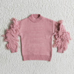 Girl Pink Tassels Sweaters